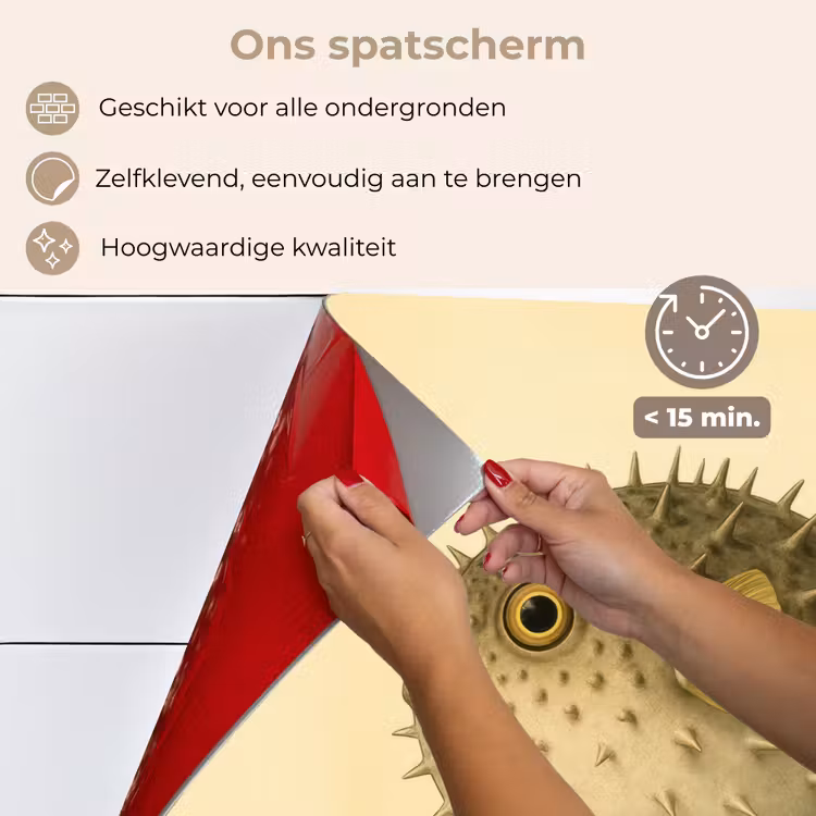 Spatscherm keuken - Stekels - Vis - Opgeblazen - Bruin — 4