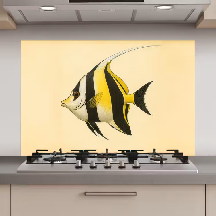 Spatscherm keuken - Vis - Sierlijk - Rugvin - Geel — 1