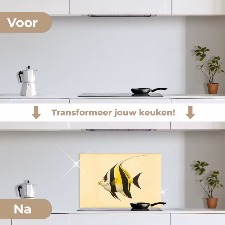 Spatscherm keuken - Vis - Sierlijk - Rugvin - Geel — 3