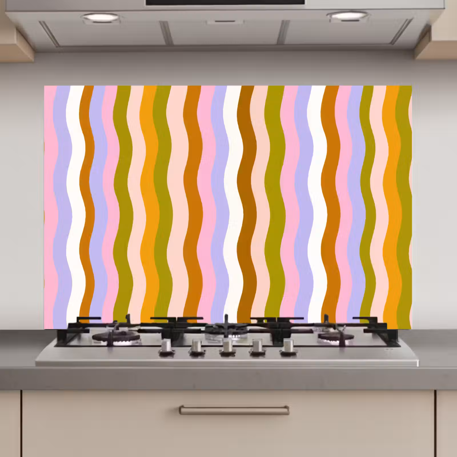Spatscherm keuken - lijnen - Golven - Pastelkleuren - Patroon — 1