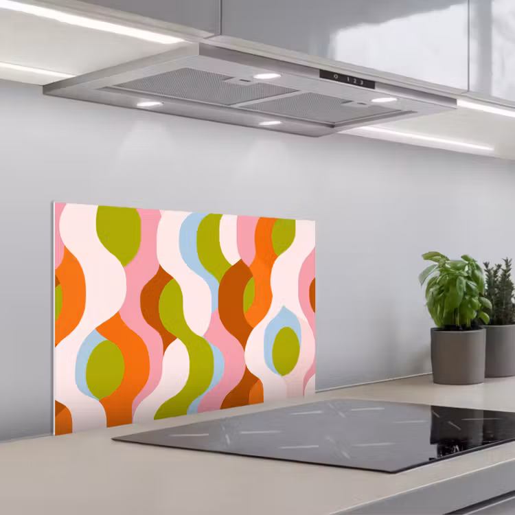 Spatscherm keuken - Abstract - Vormen - Roze — 5