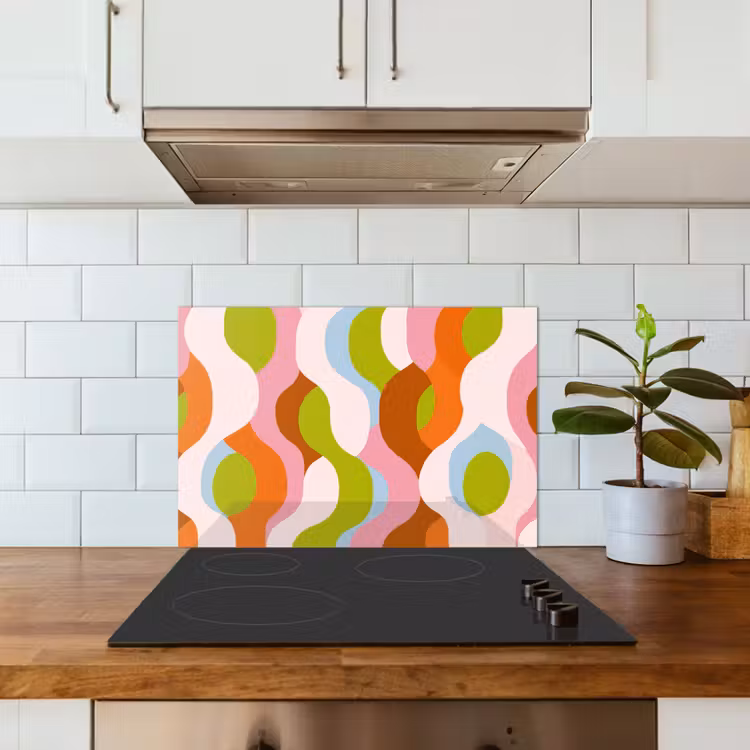 Spatscherm keuken - Abstract - Vormen - Roze — 6
