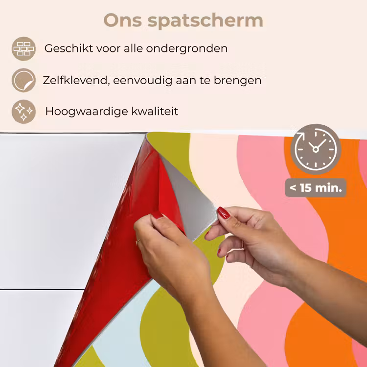 Spatscherm keuken - Banen - Golven - Kleurrijk - Verticaal — 4
