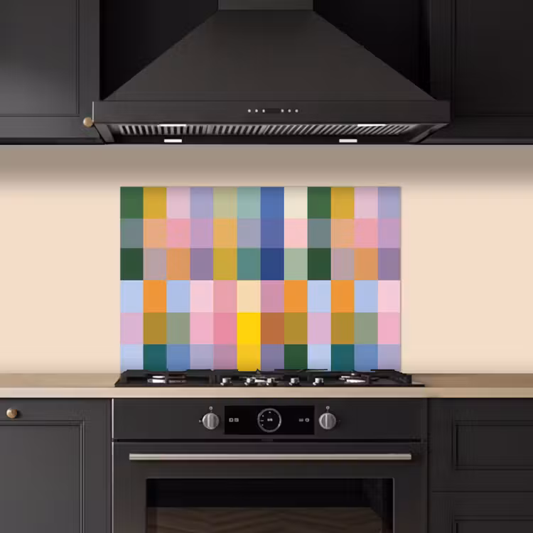 Spatscherm keuken - Blokken - Vierkant - Patroon - Gekleurd — 2