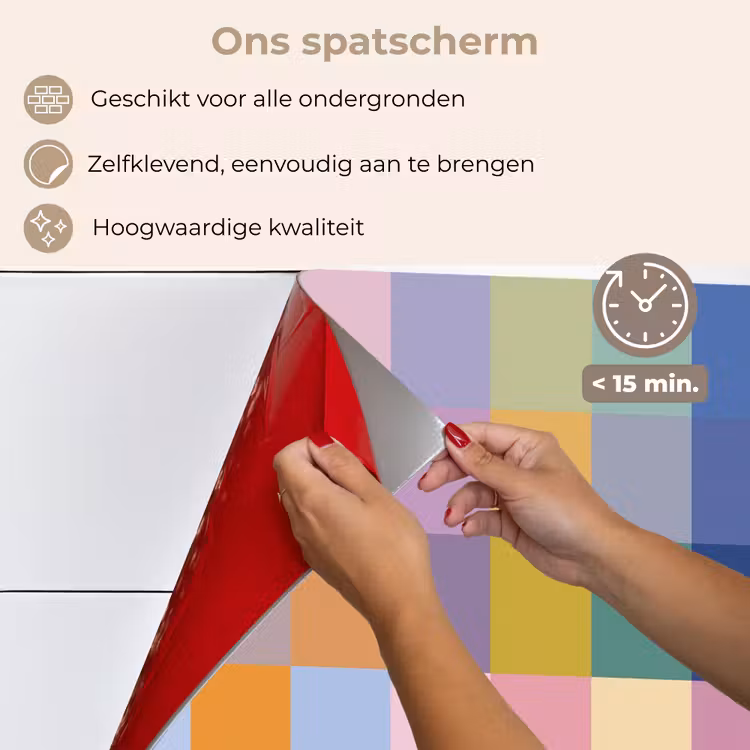 Spatscherm keuken - Blokken - Vierkant - Patroon - Gekleurd — 4