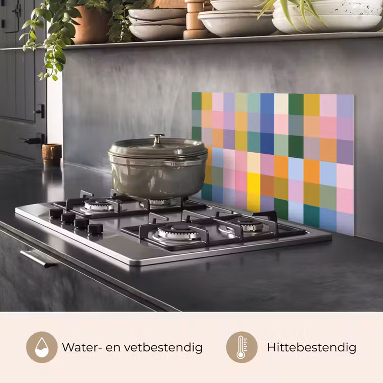 Spatscherm keuken - Blokken - Vierkant - Patroon - Gekleurd — 7