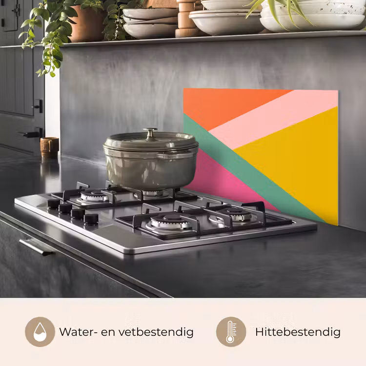 Spatscherm keuken - Driehoeken - Kleurrijk - Abstract — 7