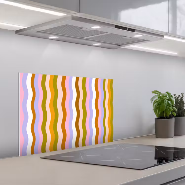 Spatscherm keuken - lijnen - Golven - Pastelkleuren - Patroon — 5