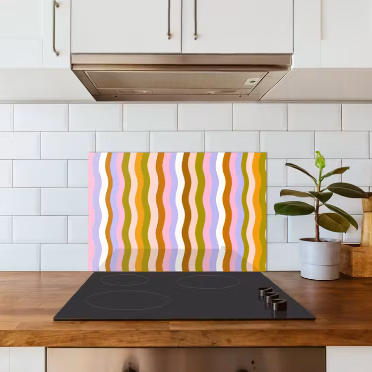 Spatscherm keuken - lijnen - Golven - Pastelkleuren - Patroon — 6