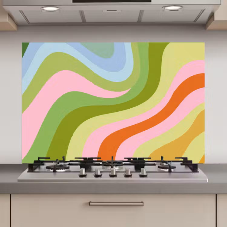 Spatscherm keuken - Lijnen - Pasteltinten - Golvend — 1