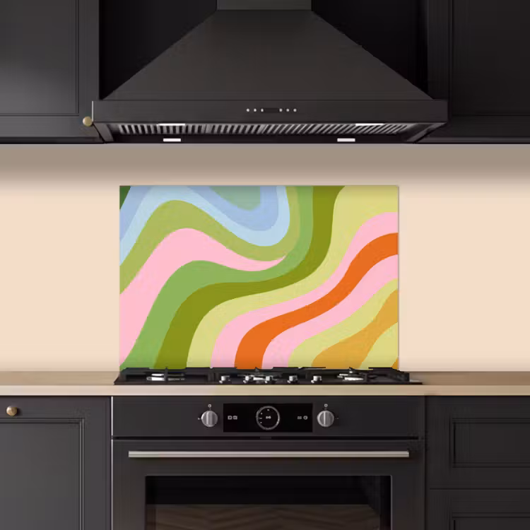 Spatscherm keuken - Lijnen - Pasteltinten - Golvend — 2
