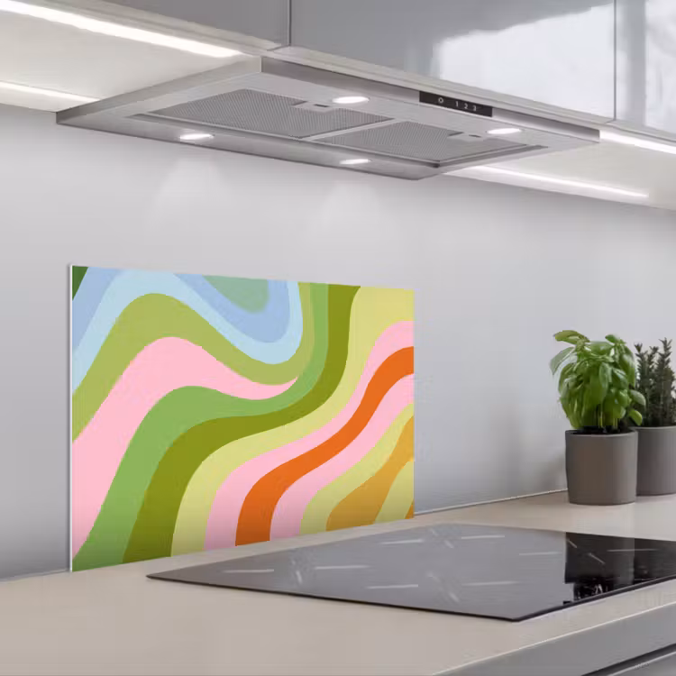 Spatscherm keuken - Lijnen - Pasteltinten - Golvend — 5