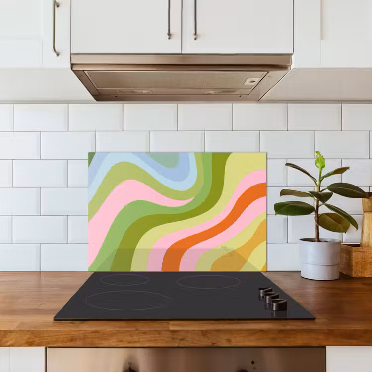 Spatscherm keuken - Lijnen - Pasteltinten - Golvend — 6