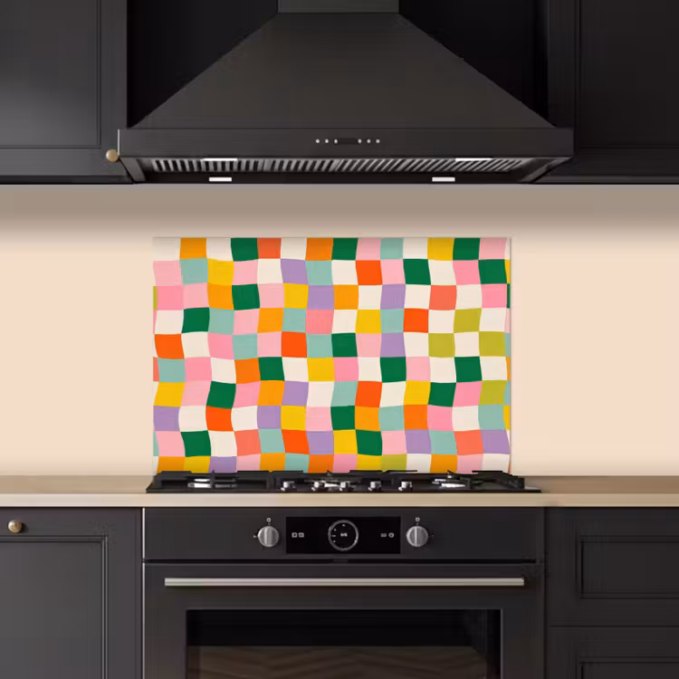 Spatscherm keuken - Vierkanten - Kleurrijk - Golvend — 2