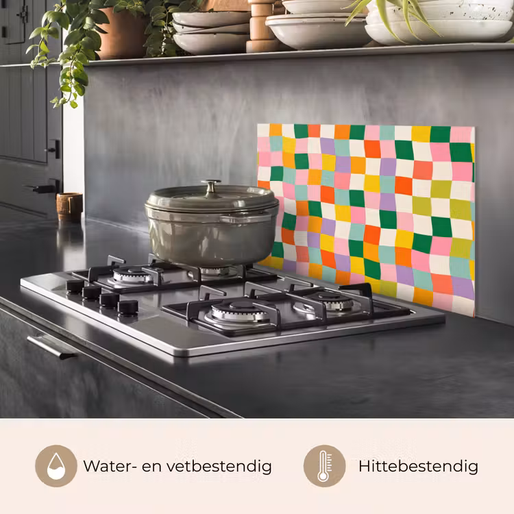 Spatscherm keuken - Vierkanten - Kleurrijk - Golvend — 7