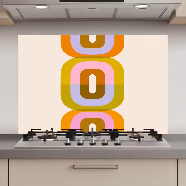 Spatscherm keuken - Stapel - Vormen - Geblokt - Oranje — 1