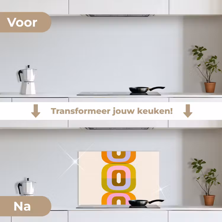Spatscherm keuken - Stapel - Vormen - Geblokt - Oranje — 3