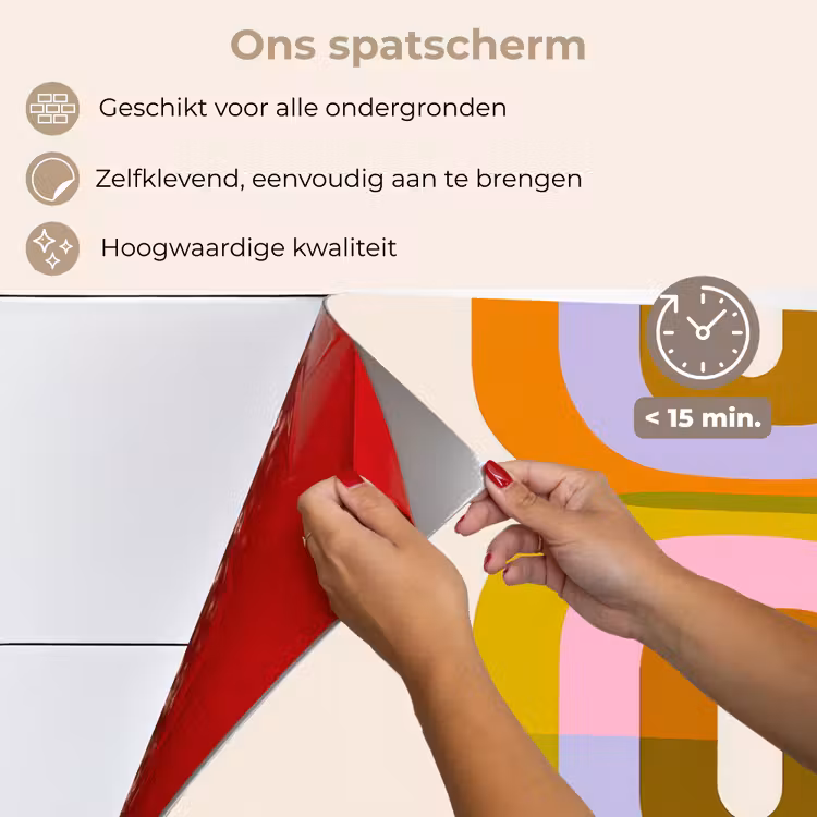 Spatscherm keuken - Stapel - Vormen - Geblokt - Oranje — 4