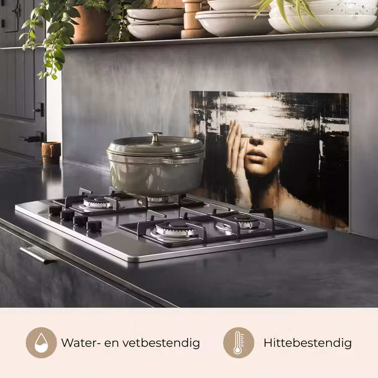 Spatscherm keuken - Hand - Gezicht - Strepen - Abstract — 7