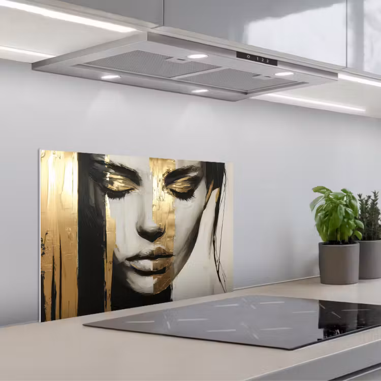 Spatscherm keuken - Ogen - Gezicht - Goud - Strepen — 5