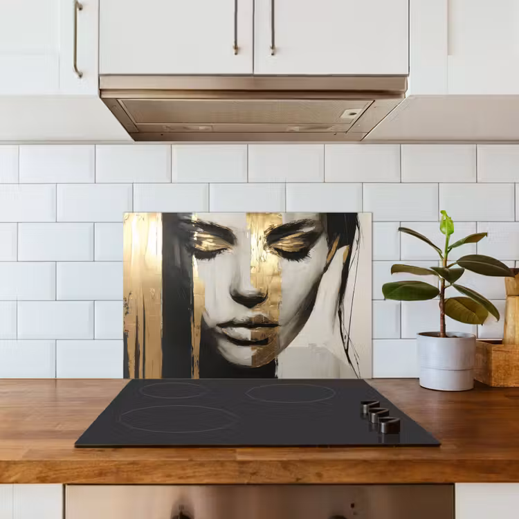 Spatscherm keuken - Ogen - Gezicht - Goud - Strepen — 6