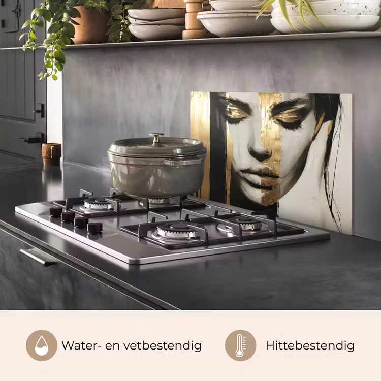 Spatscherm keuken - Ogen - Gezicht - Goud - Strepen — 7