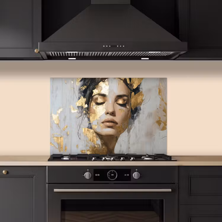 Spatscherm keuken - Sierlijk - Vrouw - Goud - Ogen — 2