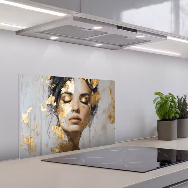 Spatscherm keuken - Sierlijk - Vrouw - Goud - Ogen — 5