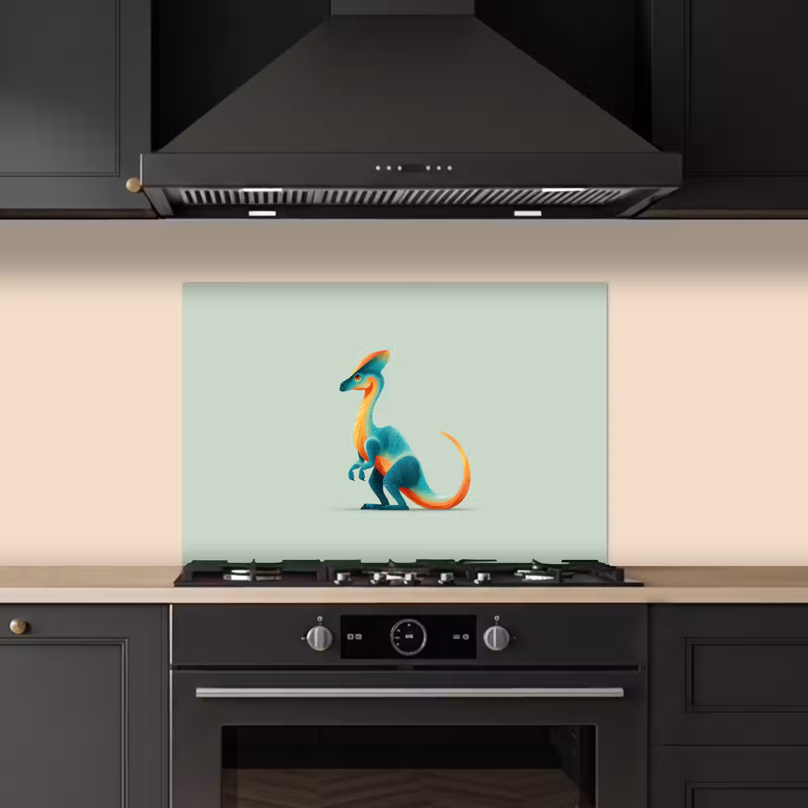 Spatscherm keuken - Staart - Dino - Minimalistisch - Blauw — 1