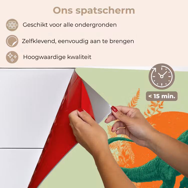 Spatscherm keuken - Dinosaurus - Groen - Planten - Cirkel — 3