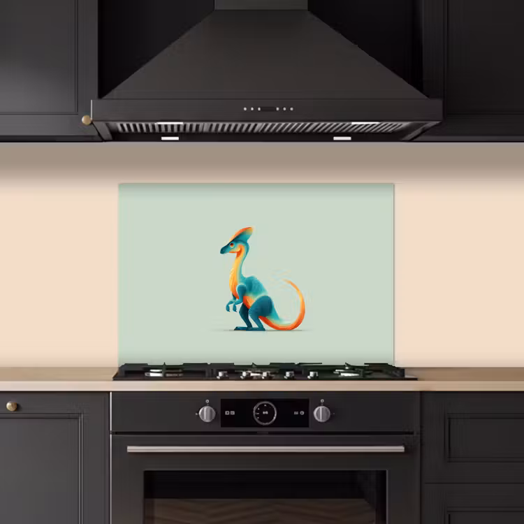 Spatscherm keuken - Staart - Dino - Minimalistisch - Blauw — 1