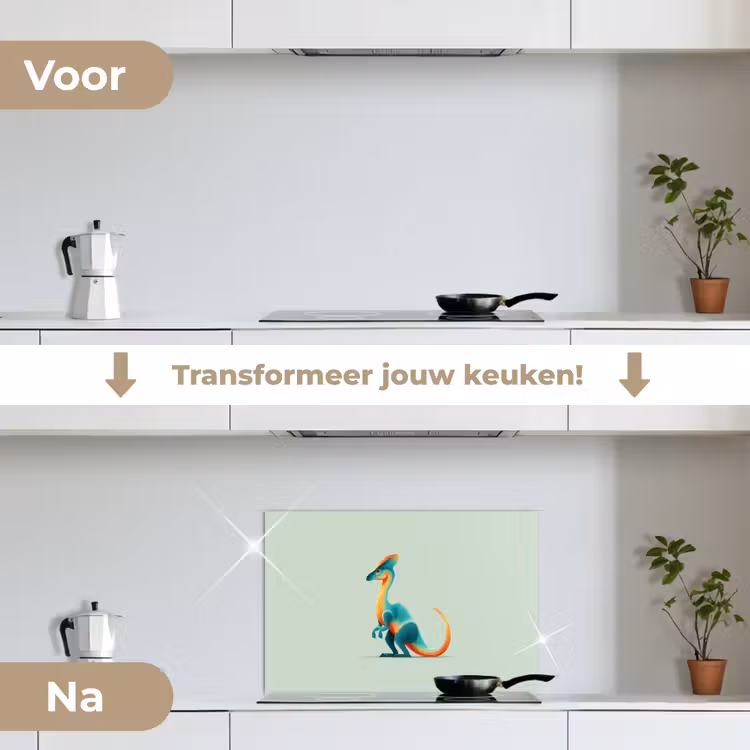 Spatscherm keuken - Staart - Dino - Minimalistisch - Blauw — 2