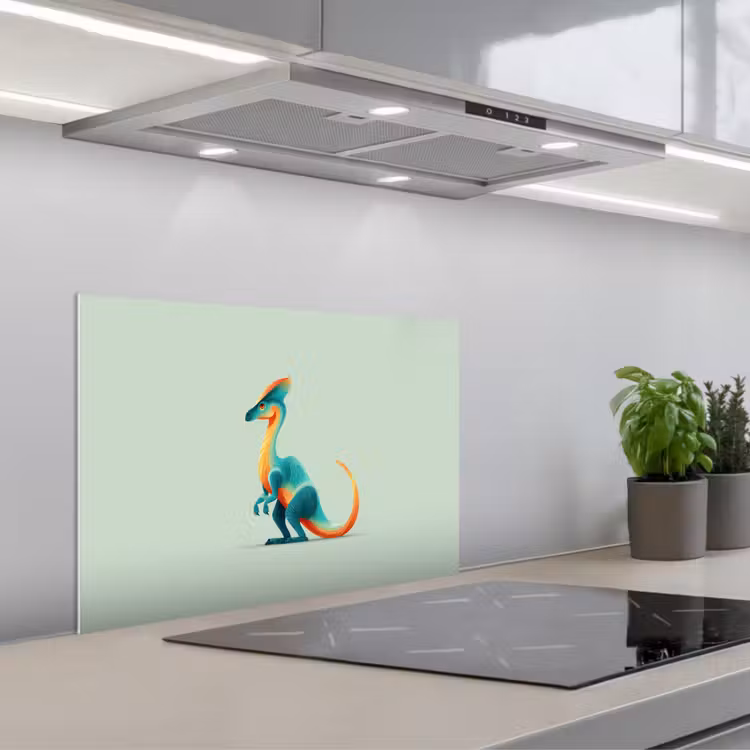 Spatscherm keuken - Staart - Dino - Minimalistisch - Blauw — 4