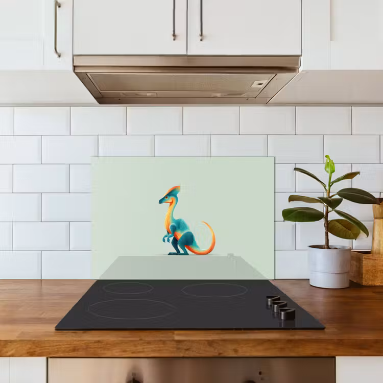 Spatscherm keuken - Staart - Dino - Minimalistisch - Blauw — 5
