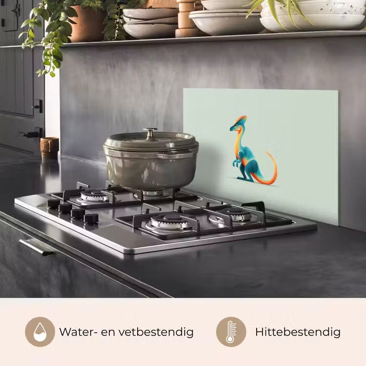 Spatscherm keuken - Staart - Dino - Minimalistisch - Blauw — 6
