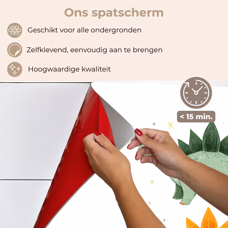 Spatscherm keuken - Sterren - Stegosaurussen - Blaadjes - Groen — 3