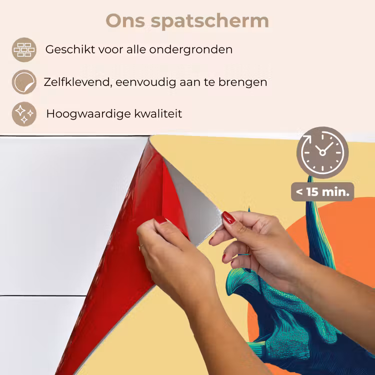 Spatscherm keuken - Triceratops - Cirkel - Oranje - Hoorns — 3