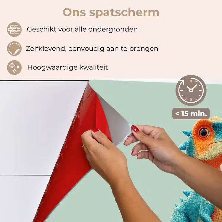 Spatscherm keuken - Cartoon - Dino - Oranje - Stekels — 3