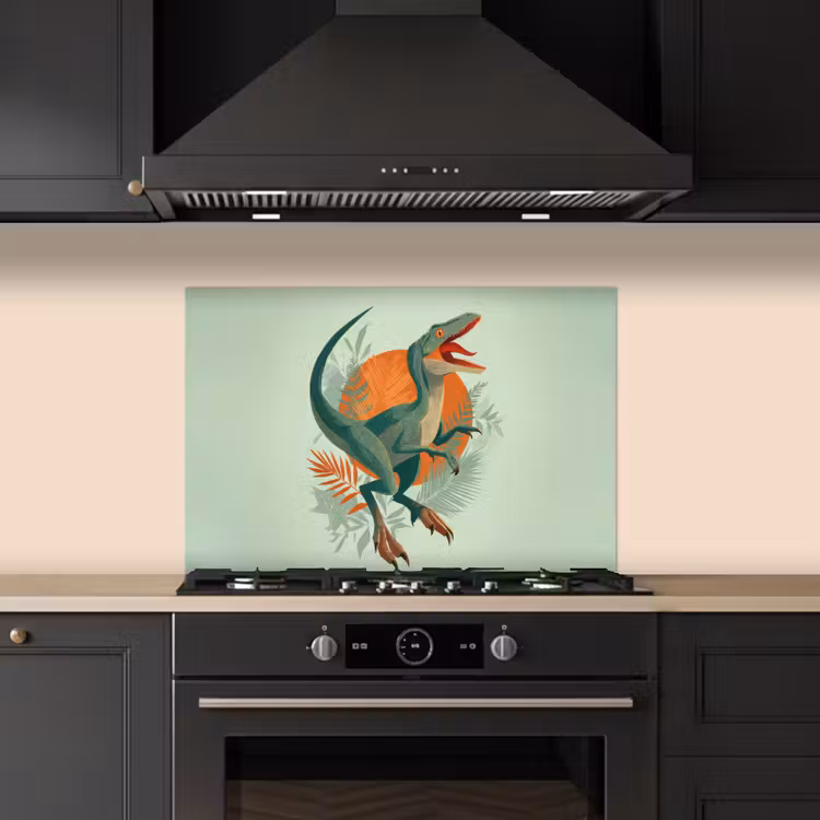 Spatscherm keuken - Dino - Bladeren - Grafisch - Groen — 1