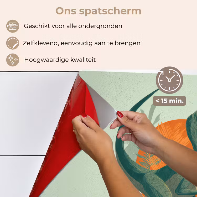 Spatscherm keuken - Dino - Bladeren - Grafisch - Groen — 3