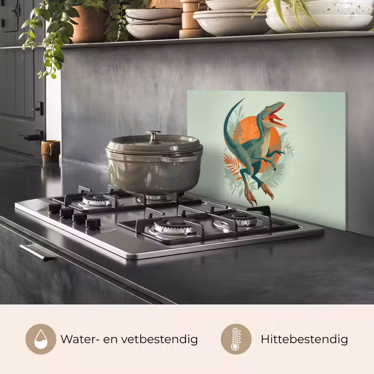 Spatscherm keuken - Dino - Bladeren - Grafisch - Groen — 6