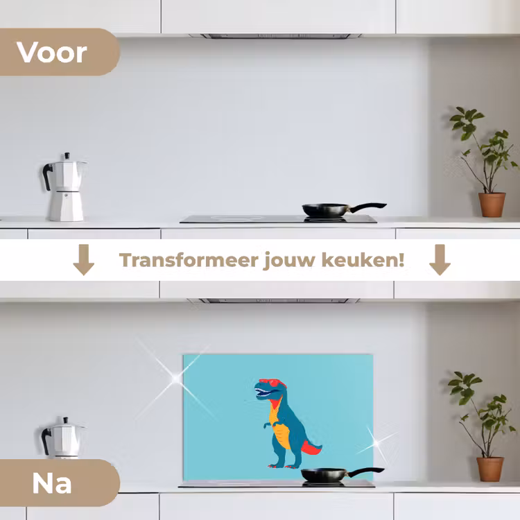 Spatscherm keuken - Dinosaurus - Blauw - Zonnebril — 2