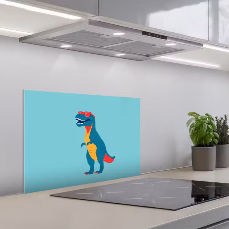 Spatscherm keuken - Dinosaurus - Blauw - Zonnebril — 4