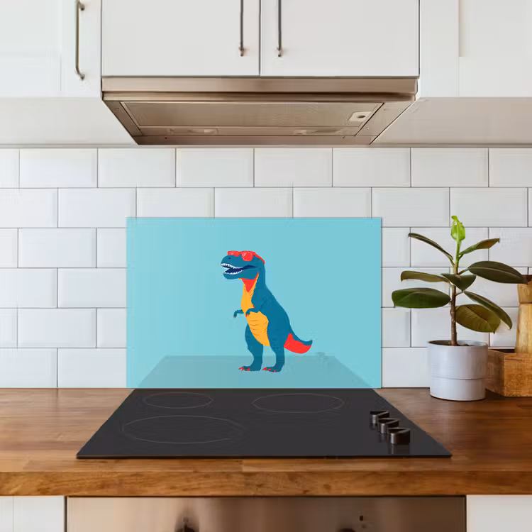 Spatscherm keuken - Dinosaurus - Blauw - Zonnebril — 5