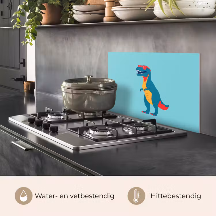 Spatscherm keuken - Dinosaurus - Blauw - Zonnebril — 6