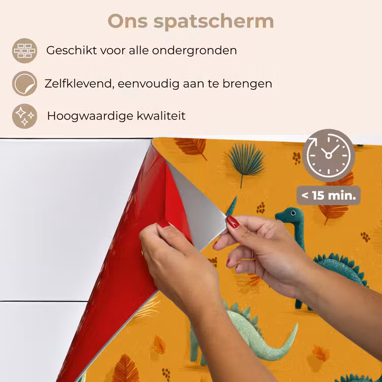Spatscherm keuken - Dinosaurussen - Stekels - Herfstbladeren - Bruin — 3