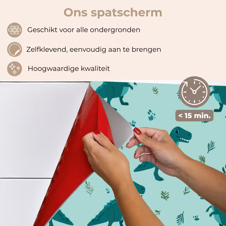 Spatscherm keuken - Donkergroen - Dinosaurussen - Afdrukken - Bladeren — 3