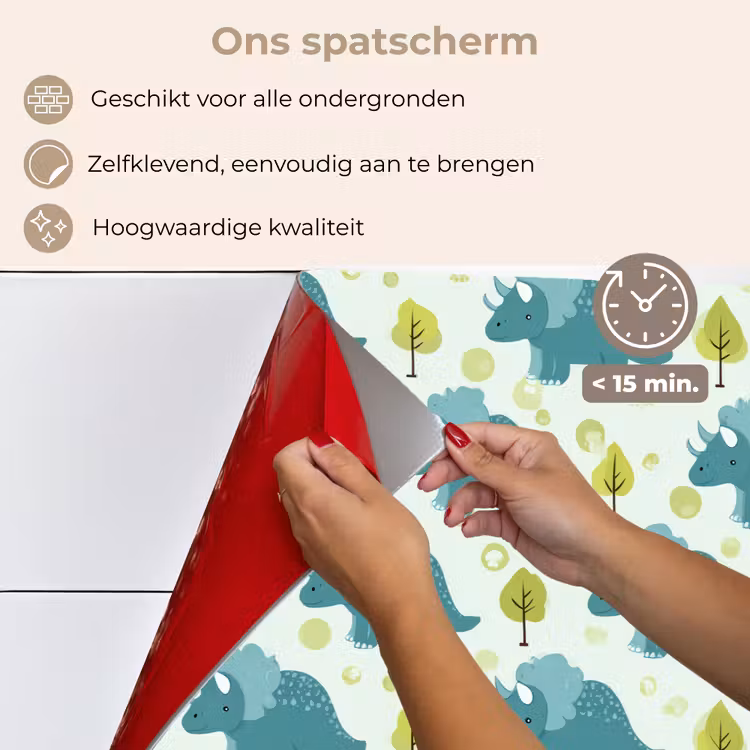 Spatscherm keuken - Triceratop - Blauw - Stippen - Boompjes — 3