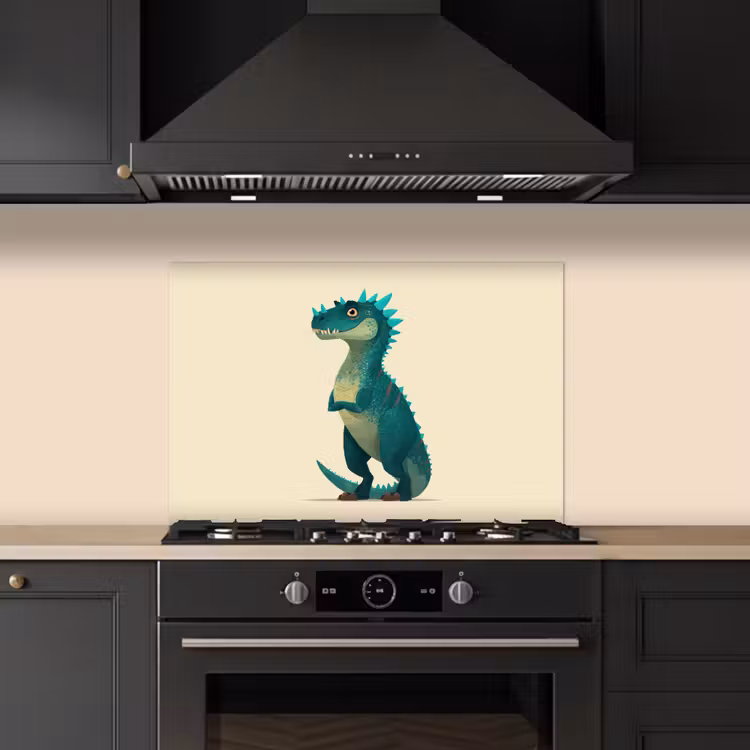 Spatscherm keuken - Dinosaurus - Turquoise - Stekels — 1