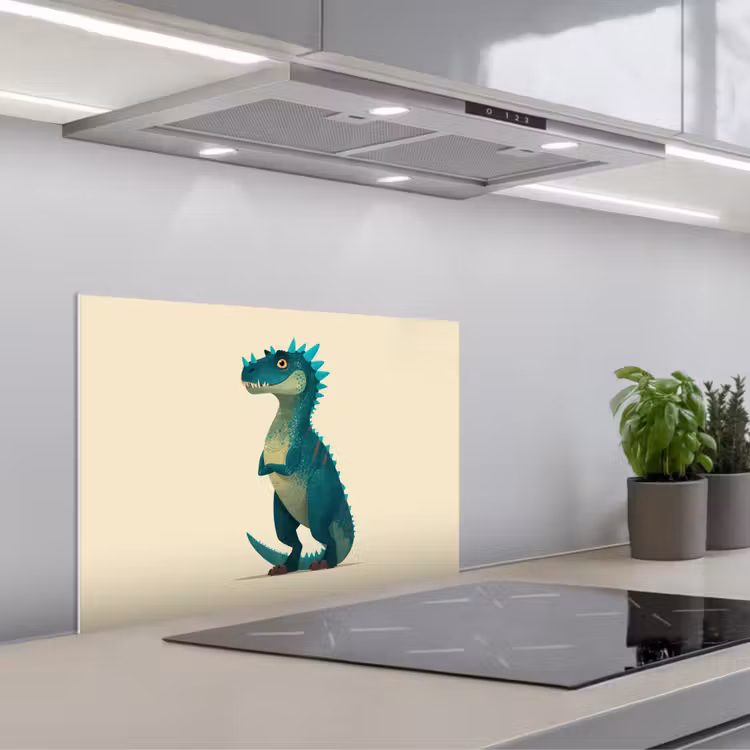 Spatscherm keuken - Dinosaurus - Turquoise - Stekels — 4